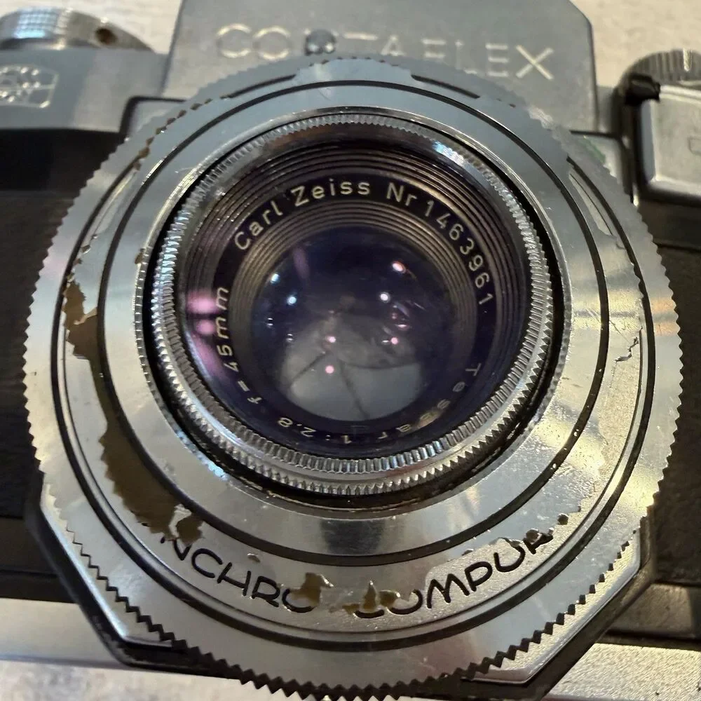 Zeiss Ikon Contaflex 35mm Film Camera Tessar 45mm F/2.8 Germany w/ Case UNTESTED